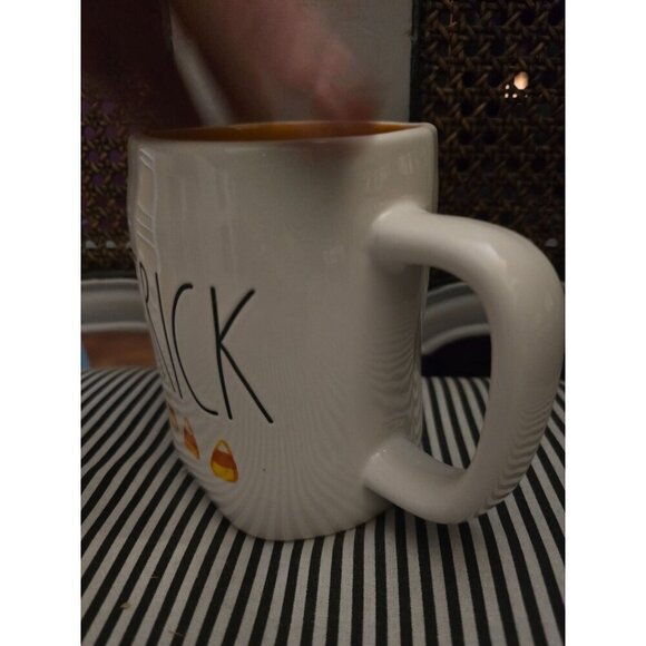 Rae Dunn Halloween Trick Candy Corn Icon Coffee Mug Orange Interior - Picture 2 of 10